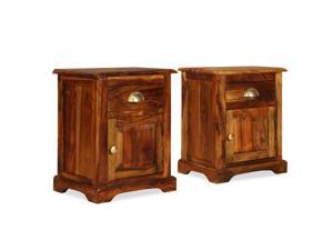 vidaXL Bedside Cabinet 2 pcs 15.7'x11.8'x19.7' Solid Sheesham Wood
