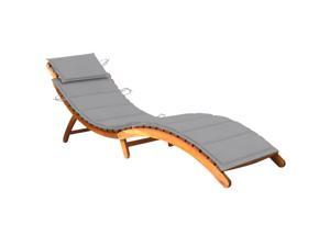 vidaXL Patio Sun Lounger with Cushion Solid Acacia Wood