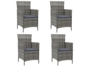 vidaXL Patio Chairs with Cushions 4 pcs Poly Rattan Gray