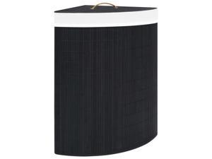 vidaXL Bamboo Corner Laundry Basket Black 15.9 gal