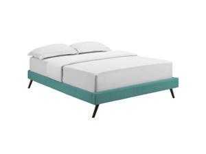 Loryn Queen Fabric Bed Frame with Round Splayed Legs Teal