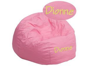 Personalized Pink Bean Bag DG-BEAN-LARGE-SOLID-PK-TXTEMB-GG