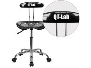 Personalized Black Task Chair LF-214-BLK-TXTEMB-VYL-GG