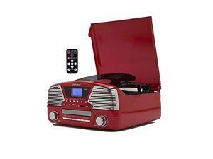 TechPlay 3 Speed Turntable, Programmable MP3 CD Player, USB/SD, Radio & Remote Control in Red TechPlay 3 Speed Turntable, Programmable MP3 CD Player, USB/SD, Radio & Remote Control in Red