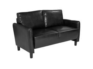 Flash Furniture Candler Park Upholstered Loveseat in Black Leather