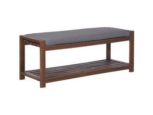 48' Patio Wood Bench with Cushion - Dark Brown/Grey