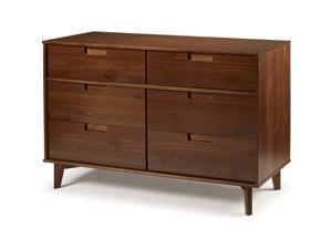 6 Drawer Mid Century Modern Wood Dresser - Walnut