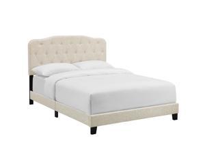 Amelia Full Upholstered Fabric Bed - Beige