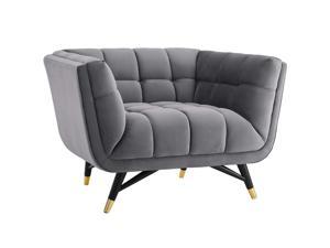 Adept Upholstered Velvet Armchair - Gray