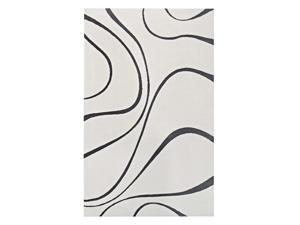 Therese Abstract Swirl 8x10 Area Rug - Ivory and Charcoal