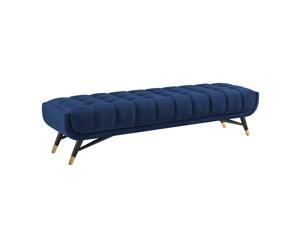 Adept Upholstered Velvet Bench - Midnight Blue