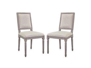 Court Dining Side Chair Upholstered Fabric Set of 2 - Beige