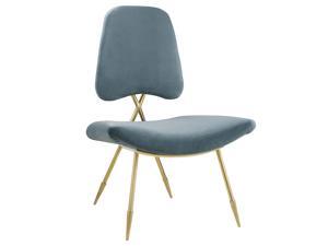 Ponder Upholstered Velvet Lounge Chair - Sea Blue
