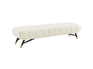 Adept Upholstered Velvet Bench - Ivory