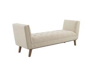 Haven Tufted Button Upholstered Fabric Accent Bench - Beige