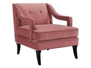 Concur Button Tufted Upholstered Velvet Armchair - Dusty Rose