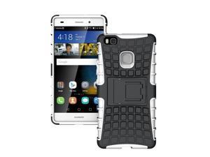 Ascend P9 Lite 2016 Case, Hard PC+Soft TPU Shockproof Tough Dual Layer Cover Shell for 5.2" Huawei Honor 8 Smart/G9 Lite, White