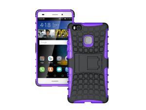 Ascend P9 Lite 2016 Case, Hard PC+Soft TPU Shockproof Tough Dual Layer Cover Shell for 5.2" Huawei Honor 8 Smart/G9 Lite, Purple