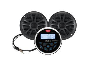 Boss Audio Systems - MCKGB350B.6 - BOSS AUDIO MCKGB350B.6 Marine Package Includes MGR350B In-Dash Gauge AM/FM Digital Media Receiver with Bluetooth, One Pair of 6.5 inch MR6B Marine Speakers, MRANT10 Boss Audio Systems - MCKGB350B.6 - BOSS AUDIO MCKGB350B.6 Marine Package Includes MGR350B In-Dash Gauge AM/FM Digital Media Receiver with Bluetooth, One Pair of 6.5 inch MR6B Marine Speakers, MRANT10