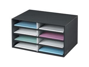 Decorative Sorter, 8 Letter Sections, 19 1/2 X 12 3/8 X 10 1/4, Bk/gy Pinstripe