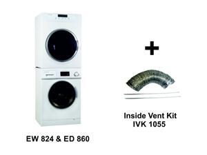 Equator Set of 1.6 cu.ft Compact Super Washer & 3.5 cu.ft Compact Standard Sensor Dryer with Inside Vent Kit Equator Set of 1.6 cu.ft Compact Super Washer & 3.5 cu.ft Compact Standard Sensor Dryer with Inside Vent Kit