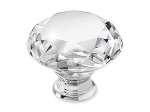 Cauldham 10 Pack Premium Glass Crystal Kitchen Cabinet Knobs Pulls (1-5/8' Diameter) - Dresser Drawer/Door Hardware - Style C444