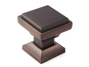 Cauldham 10 Pack Solid Kitchen Cabinet Knobs Pulls (1-1/8' Square) - Transitional Dresser Drawer/Door Hardware - Style S685 - Oil Rubbed Bronze
