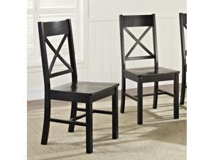 Antique Black Wood Dining Kitchen Chairs, Set of 2