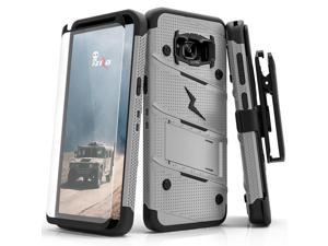 Zizo BOLT Series compatible with Samsung Galaxy S8 Plus Case Military Grade Drop Tested with Tempered Glass Screen Protector Holster GRAY BLACK