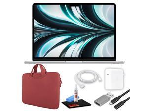 Apple MacBook Air 13' Laptop (M2, 2022, 512GB SSD, Silver) + Red Sleeve