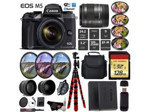 Canon EOS M5 Mirrorless Digital Camera with EF-M 15-45mm IS STM Lens + UV FLD CPL Filter Kit + 4 PC Macro Kit + Wide Angle & Telephoto Lens +.