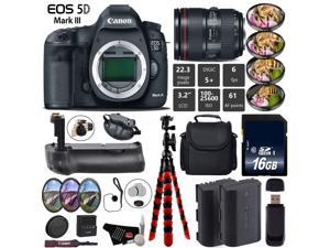 Canon EOS 5D Mark III DSLR Camera with 24-105mm f/4L II Lens + Wrist Strap + Professional Battery Grip + 4PC Macro Filter Kit + LED Kit + Extra.