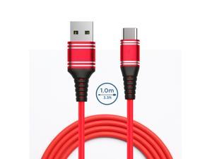 Cyterus Aluminum USB Type C Cable, Silicon Fiber High Durability, or Samsung Galaxy Note 8, S8, S8+, S9, MacBook, Sony XZ, LG V20, HTC 10, Xiaomi 5 and More (Red)