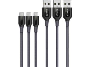 USB Type C Cable, Anker [3-Pack 6ft] Powerline+ USB-C to USB-A, Double-Braided Nylon Fast Charging Cable, for Samsung Galaxy S10/ S9 / S9+ / S8 / S8+ and More[Gray]