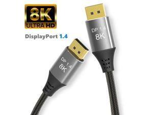 DisplayPort 1.4 Cable 10ft 3m, iXever Nylon Braided 8K DP to DP Cable  (8K@60Hz, 4K@144Hz and 1080P@240Hz), HBR3, 32.4Gbps, HDCP 2.2, HDR Support  