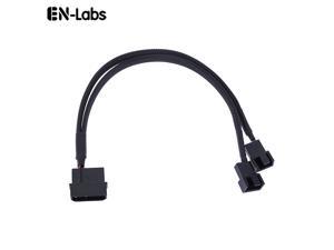 EnLabs LP422TX425CM 10 inch Black Sleeved 4pin IDE Molex to 2 Ports 3Pin/4Pin PWM Fan Power Splitter Adapter Cable - 12V DC Only