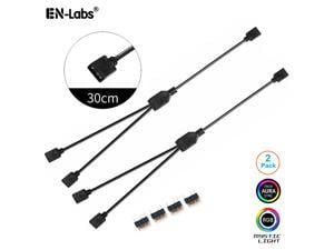 Enlabs 2 Pack 5V 3-Pin RGB 2-Way Female to x Female RBW LED Strip Splitter Cable,2 Port AURA RGB Lighting Hub w/ Gender Changer Adapter - 1 Foot