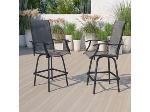 Outdoor Stool - 30 inch Patio Bar Stool / Garden Chair, Gray (Set of 2)