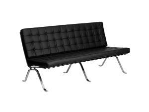 HERCULES Flash Series Black Leather Sofa with Curved Legs