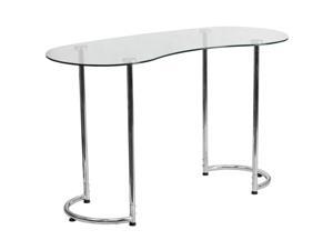 Contemporary Desk with Curvaceous Clear Tempered Glass