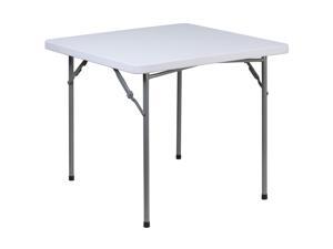 2.81-Foot Square Granite White Plastic Folding Table