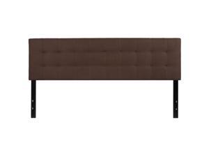 Bedford Tufted Upholstered King Size Headboard in Dark Brown Fabric