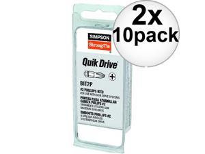 Quik Drive BIT2S-RC10 10pk #2 Square Drive Insert Bits 2x 2-Pack