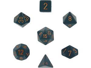 Chessex Polyhedral 7-Die Opaque Dice Set - Dark Gray Copper Numbers