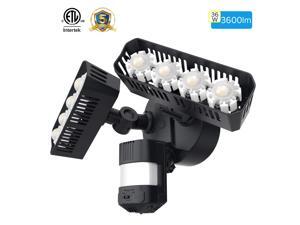 SANSI LED Security Motion Sensor Outdoor Lights, 36W (250W Incandescent Equivalent) 3600lm, 5000K Daylight, Dusk to Dawn Waterproof, ETL Listed Floodlights, Black, Rectangle