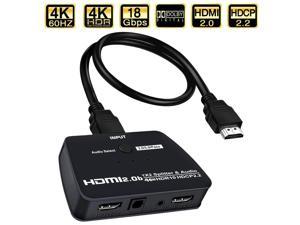 HDMI 2.0 Audio Extractor 4K/60Hz (HDMI Input,HDMI+ Audio Output) - HDMI to  Toslink Optical SPDIF & 3.5mm Stereo Analog Outputs - for PS5 Soundbar  Blu-Ray Player 