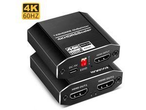 Jansicotek HDMI Splitter 1x2 , 1 in 2 Out HDMI Splitter Audio Video  Distributor 3D & 4K x 2K Box for HDTV, STB, DVD, PS3, Projector Etc 