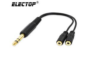 Electop Stereo Audio Splitter Cable 6.35mm Male to Dual 3.5mm Female TRS 1/4' to 1/8' Audio Adapter Convertor Y Splitter Cable (1pcs)