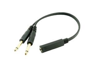 1Pcs 6.35mm 1/4 inch Stereo TRS Female to 2 Dual 6.35mm Mono TS Male Y Splitter Adapter Connector Cable Cord 38cm