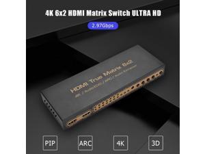 1Pcs 4Kx2K HDMI 6x2 3D HDTV HD True Matrix HDMI Switch Splitter Audio Extractor Converters Power Adapter Remote Control